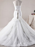 Mermaid Tiered Tulle Wedding Dress with Lace