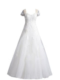 Lace AppliquesPrincess Cap Sleeves Bridal Wedding Dress