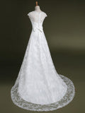 Crew Neckline Cap Sleeve Romantic Lace Charming Wedding dress - Laurafashionshop