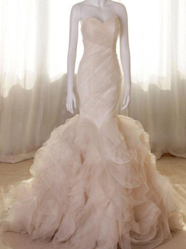 Mermaid New Fashion Design Train Blush Sweetheart Wedding Dresses - Laurafashionshop