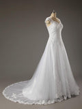 Elegant Beading Sash Off-shoulder Long Chiffon Wedding Dress - Laurafashionshop