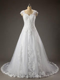 Elegant Beading Sash Off-shoulder Long Chiffon Wedding Dress - Laurafashionshop