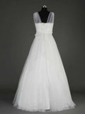 Long Chiffon A Line Floor Length Bridal Gown Wedding Dresses - Laurafashionshop
