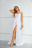 Simple Spaghetti Straps A-line Long Khaki Prom Dresses