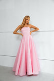 Chic Strapless Pink Lace Up Party Prom Dresses For Girls