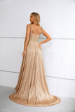 Simple Spaghetti Straps A-line Long Khaki Prom Dresses