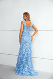 New Arrival Blue Lace Long Prom Dresses Pretty Women Dress