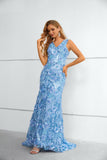 New Arrival Blue Lace Long Prom Dresses Pretty Women Dress