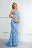 New Arrival Blue Lace Long Prom Dresses Pretty Women Dress