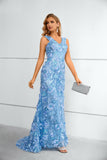 New Arrival Blue Lace Long Prom Dresses Pretty Women Dress