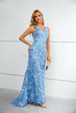 New Arrival Blue Lace Long Prom Dresses Pretty Women Dress