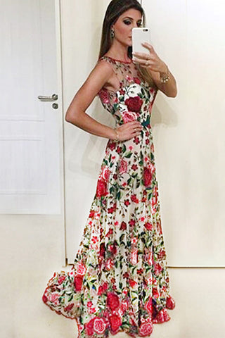 Red Embroidery Open Back Cheap Prom Dresses Formal Evening Dress