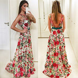 Red Embroidery Open Back Cheap Prom Dresses Formal Evening Dress