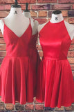 A-Line Red Sleeveless Spaghetti Straps Short Homecoming Dress