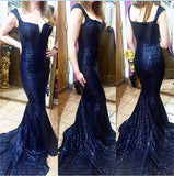 Sequim Navy Blue Mermaid Long Evening Prom Dress