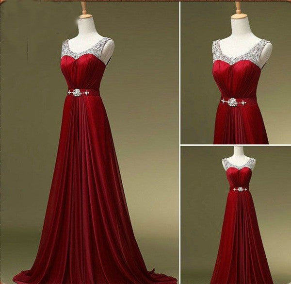 Burgundy Off The Shoulder Beaded Evening Gowns Prom Dresses