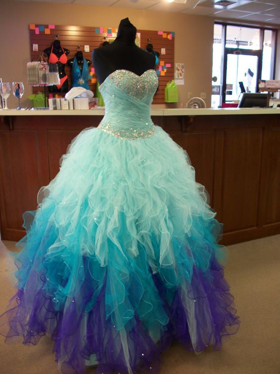 Sweetheart Gradient Light Blue Bodice Quinceanera Dresses Prom Gowns