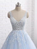 Real Picture Light Blue Off the Shoulder V Neck Backless Prom Dresses Evening Formal Dress