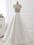 A Line V Neck Off the Shoulder Beads Ivory Backless Prom Dresses Evening Gown Party Dress