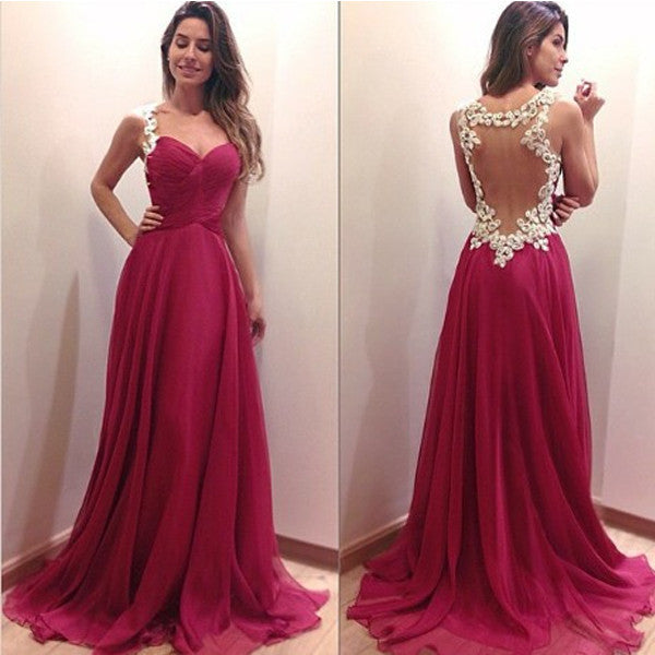 See Through Ivory Lace Burgundy Long Evening Gowns Prom Dress