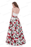 A Line 2 Pieces Strapless Long Prom Dresses Evening Formal Dress