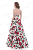 2 Pieces Rose Strapless Long Prom Dress Evening Formal Dresses