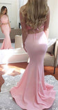 Open Back Mermaid Two Pieces Pink Halter Long Prom Dress Formal Party Dresses