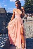 Elegant A Line Spaghetti Straps V Neck Cheap Prom Dresses Formal Graduation Dress