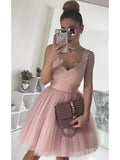 Pink Homecoming Dresses Off the Shoulder Appliques Short Prom Graduation Dress