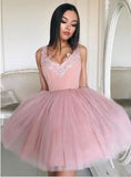 Pink Homecoming Dresses Off the Shoulder Appliques Short Prom Graduation Dress
