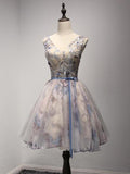 New Arrival V Neck Homecoming Dresses Off the Shoulder Lace Short Prom Dress Party
