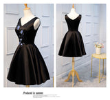 Fashion V Neck Off the Shoulder Sleeveless Black Homecoming Dresses Short Prom Dress