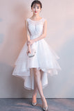 Front Short Long Back See Through White Lace Prom Dresses Graduation Homecoming Dress