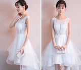 Front Short Long Back See Through White Lace Prom Dresses Graduation Homecoming Dress