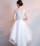 Front Short Long Back See Through White Lace Prom Dresses Graduation Homecoming Dress