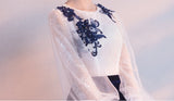 New Arrival Long Sleeves White Lace Tea Length Homecoming Dresses Graduation Prom Dress