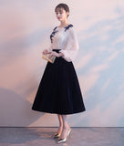 New Arrival Long Sleeves White Lace Tea Length Homecoming Dresses Graduation Prom Dress