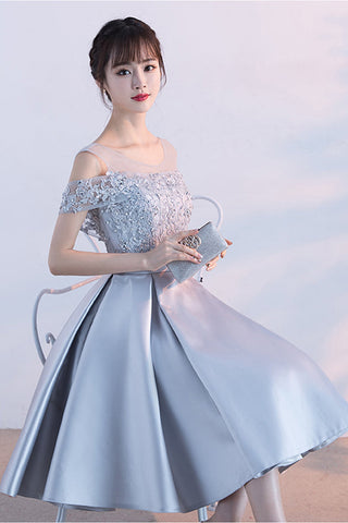 New Arrival A Line Open Back Lace Beaded Homecoming Dresses, Short Graduation Prom Dress