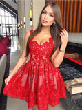 New Arrival Red Lace Homecoming Dresses,Short Homecoming Dress,Graduation Hoco Dress
