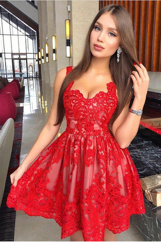 New Arrival Red Lace Homecoming Dresses,Short Homecoming Dress,Graduation Hoco Dress