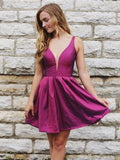 A Line Deep V Neck Short Homecoming Dresses Prom Dress