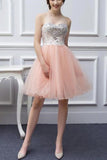 A Line Strapless Pink Rhinestones Prom Homecoming Dresses For Party Graduation Dress