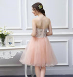 A Line Strapless Pink Rhinestones Prom Homecoming Dresses For Party Graduation Dress