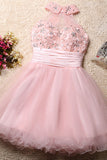 New Arrival High Neck Open Back Pink Homecoming Dresses Short Prom Graduation Dress