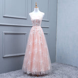 Fashion A Line White Lace Pink High Quality Long Prom Dresses Evening Graduation Dress Party