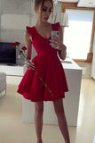 A Line Princess Red Mini Homecoming Dresses Graduation Dress For Party