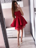 Fashion Strapless Pink High Low Prom Homecoming Dresses Short Graduation Dress Party