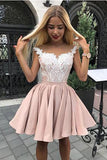Chic A Line Off the Shoulder White Lace Appliques Homecoming Dresses Short Prom Hoco Dress