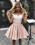 Chic A Line Off the Shoulder White Lace Appliques Homecoming Dresses Short Prom Hoco Dress