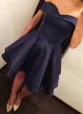 Charming Off the Shoulder Navy Blue Homecoming Dresses Short Prom Graduation Hoco Dress